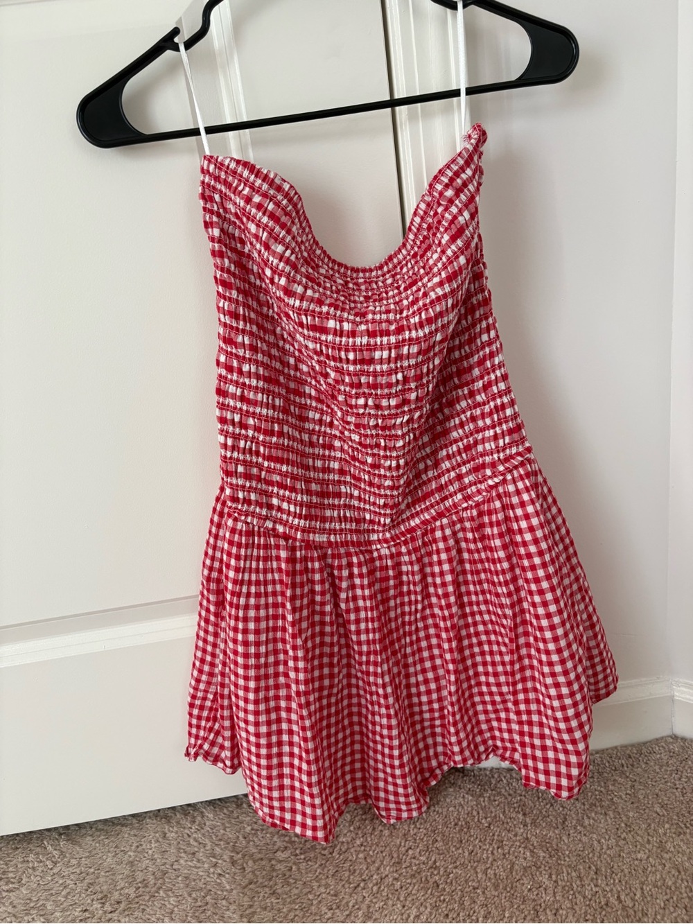 Women’s Red Gingham Smocked Sundress